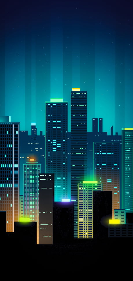 A colorful city skyline mobile wallpaper