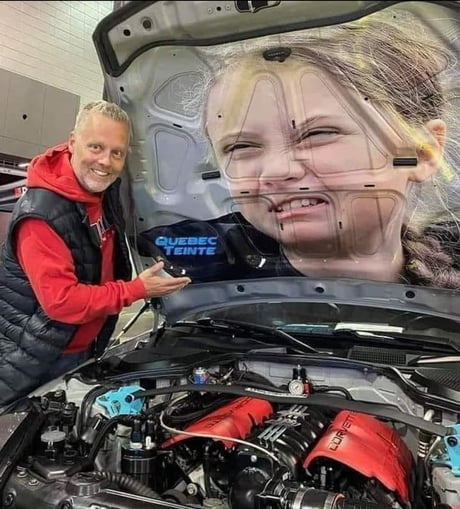 Greta Thunberg on the inside of an engine hood. How dare you? 😂 - 9GAG