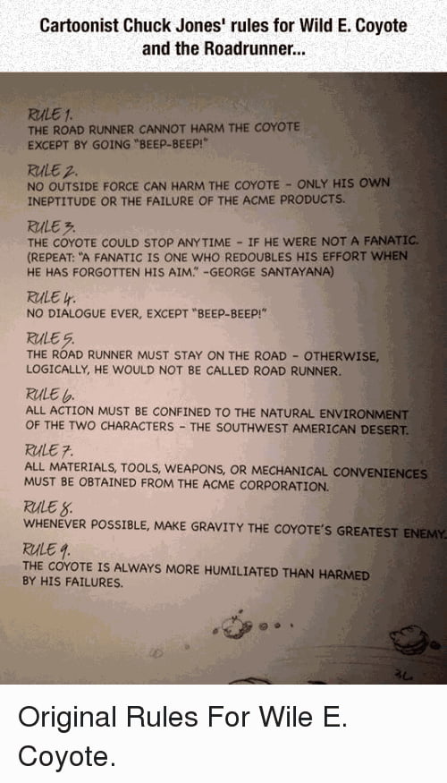 Creator Chuck Jones’ 9 Rules of Writing the Wile E. Coyote + Road Runner World