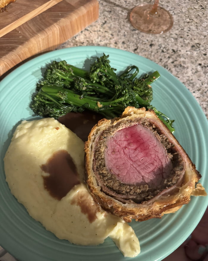 Beef Wellington cross section edition! Pomme puree, red wine jus