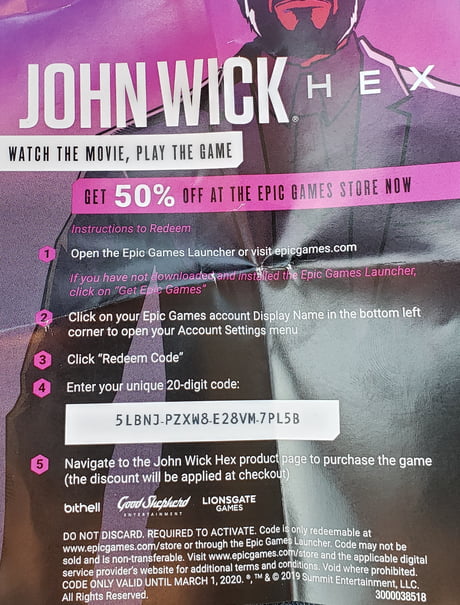 If It Wasn T On Epic Games Store I D Use It Any Epic Users Interested In 50 Off John Wick Hex 9gag
