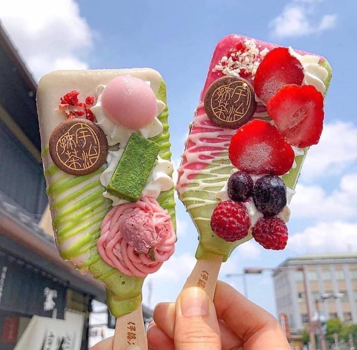 Matcha parfait ice cream bars sold in Kyoto, Japan 9GAG