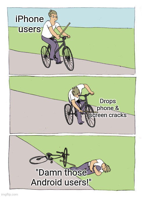 Nobody gets blamed more for iPhone tech sucking than Android users - 9GAG