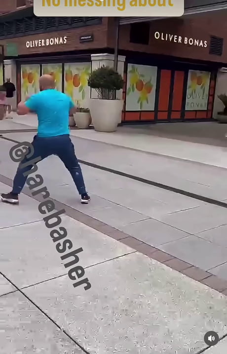 Street fight at outdoor mall