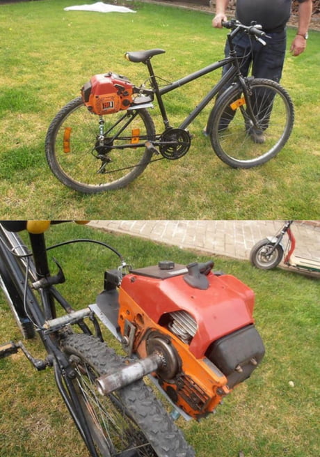 chainsaw motor on bike