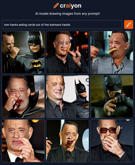 Okay so we got Tom hanks with blood around his mouth and Batman offering up  a severed hand, scary. - 9GAG