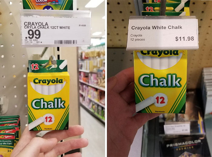 The Price Of 12 Pieces Of Chalk At Target Vs College Bookstore