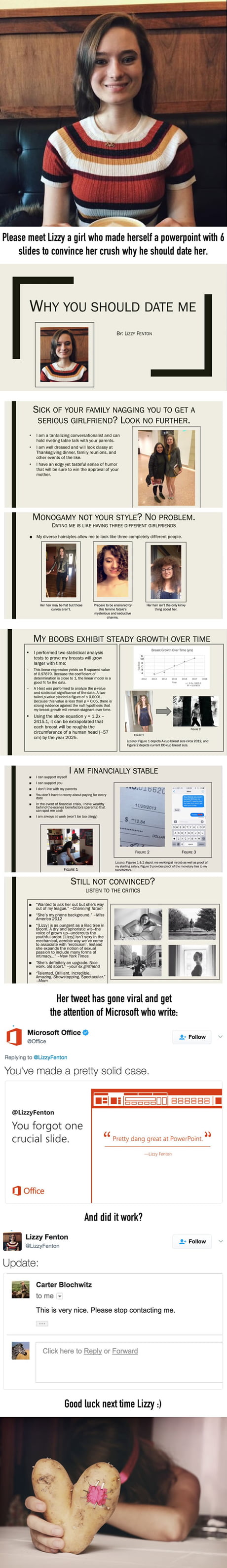 Woman Creates A Why You Should Date Me Powerpoint Presentation For Her Crush 9gag