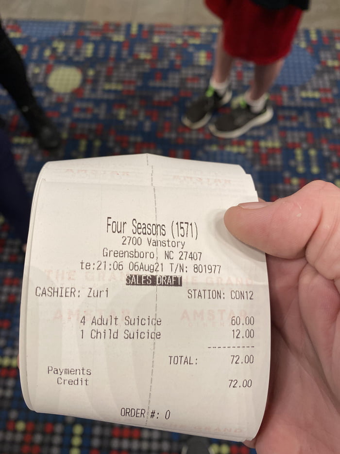This receipt for the Suicide Squad movie