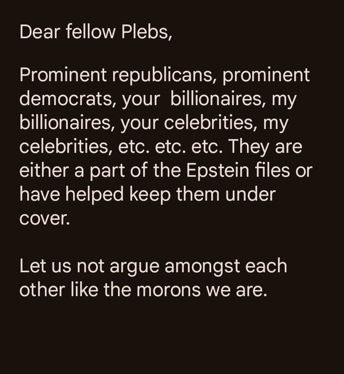 Dear plebs