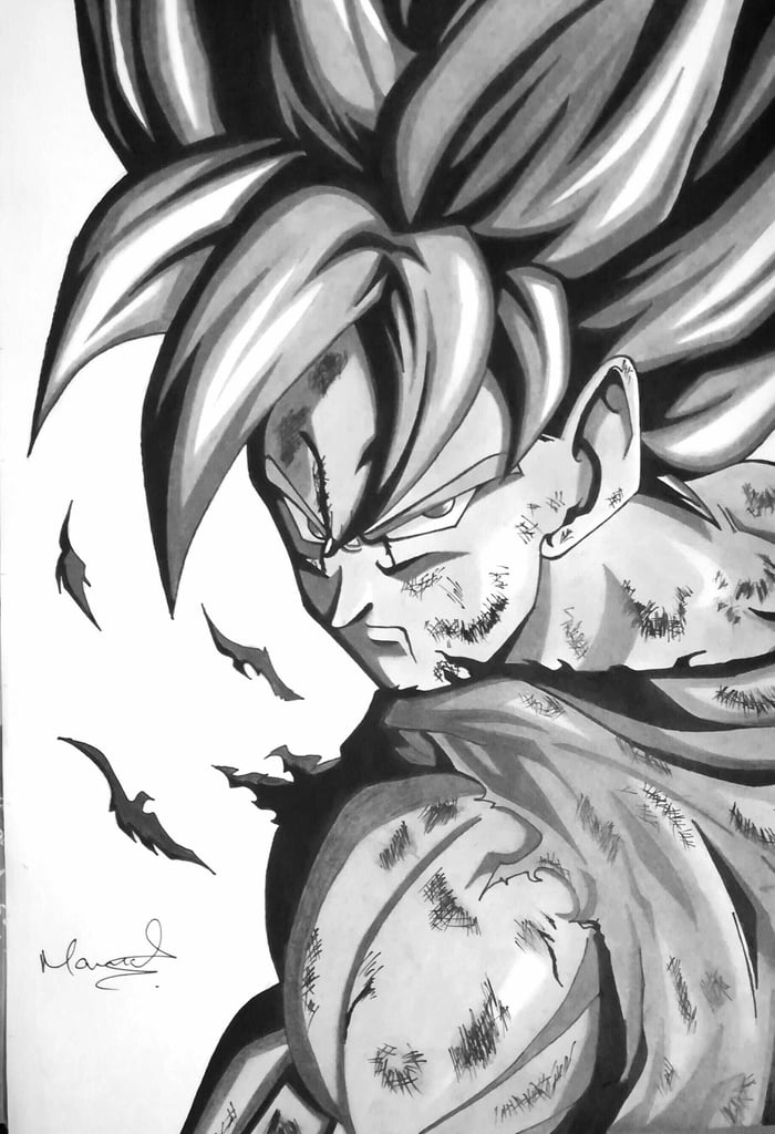 Goku drawn by me(shading version) Credits to Original Artist for