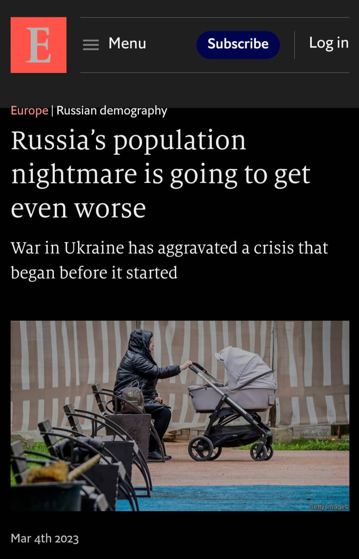 The Economist "The life expectancy of Russian males aged 15 fell by
