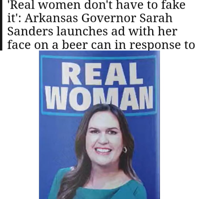 Sarah Huckabee Sanders Puts Her Face On A Beer Can 9gag 3869