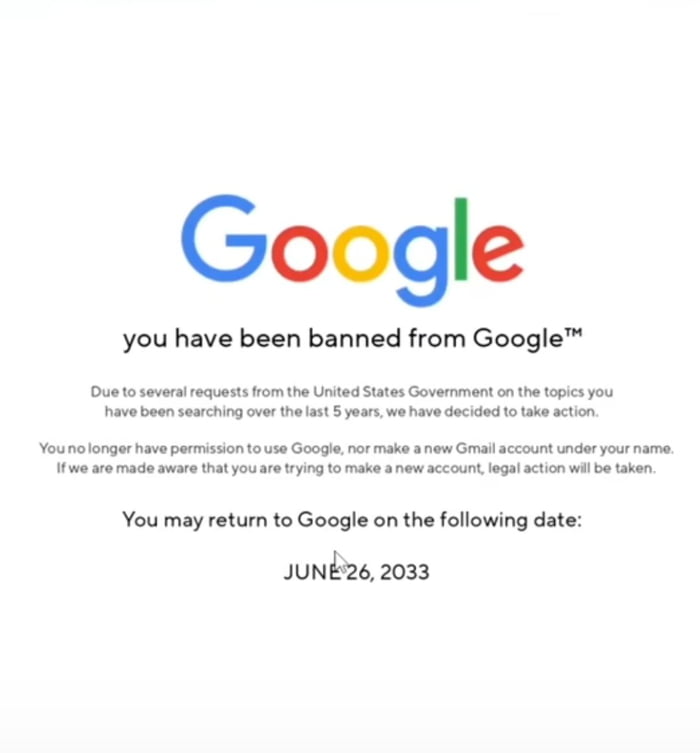 You Have Just Been Banned From Google What Did You Search That Made you-have-just-been-banned-from-google-what-did-you-search-that-made