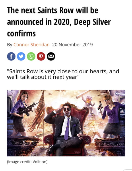 The next Saints Row will be announced in 2020, Deep Silver