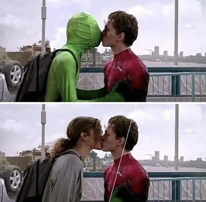 In Spider Man Far From Home 2019 The Bridge Kiss Scene Was Entirely Done By Cgi This Was 8331