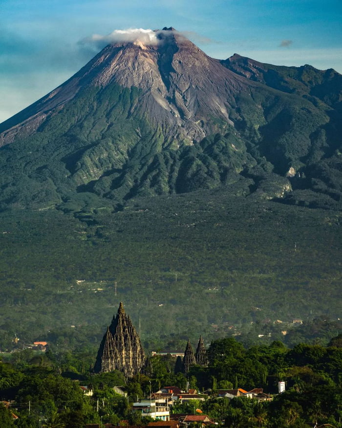 God's power over all, Prambanan Temple and Merapi Mountain - 9GAG