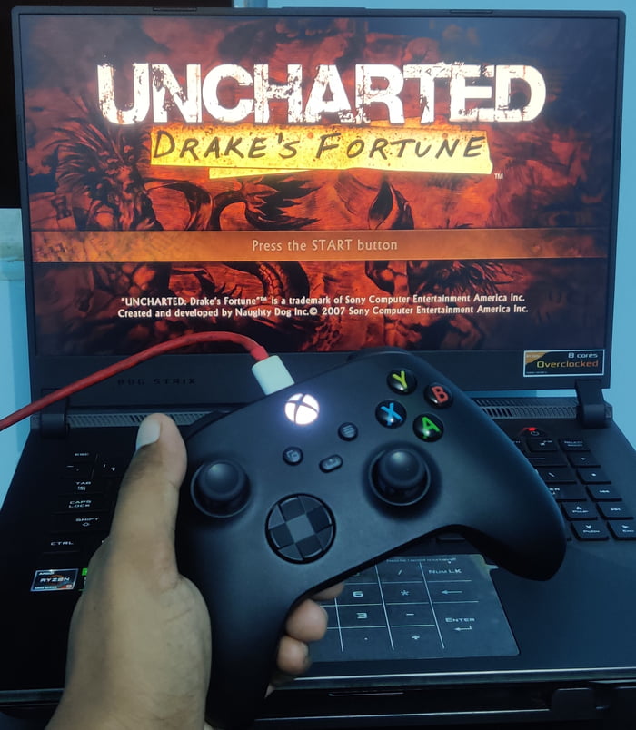 Playing Uncharted on my Laptop via a PS3 emulator with an Xbox