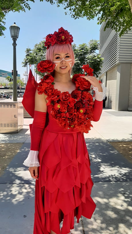 belle anime red dress