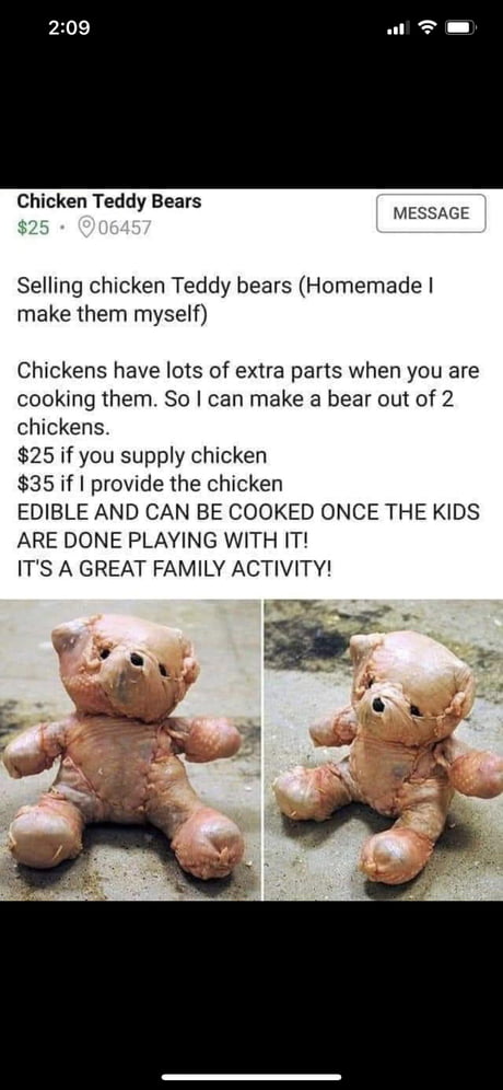 Chicken teddy hot sale bear cooked