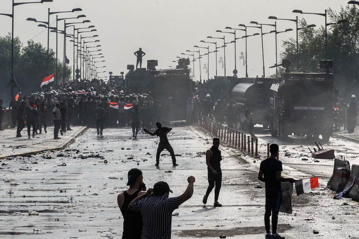Baghdad status: online. At least ‘10 dead and more than 200 injured’ as riot police open fire as thousands demonstrate against unemployment, government corruption.