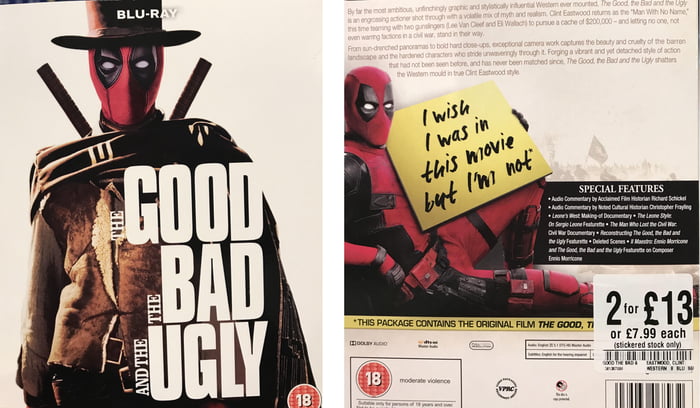 Deadpool on the cover of The Good, The Bad & The Ugly - 9GAG