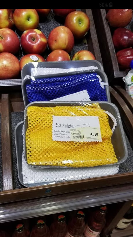 Reusable bag.... Sold inside Styrofoam tray and plastic wrap.