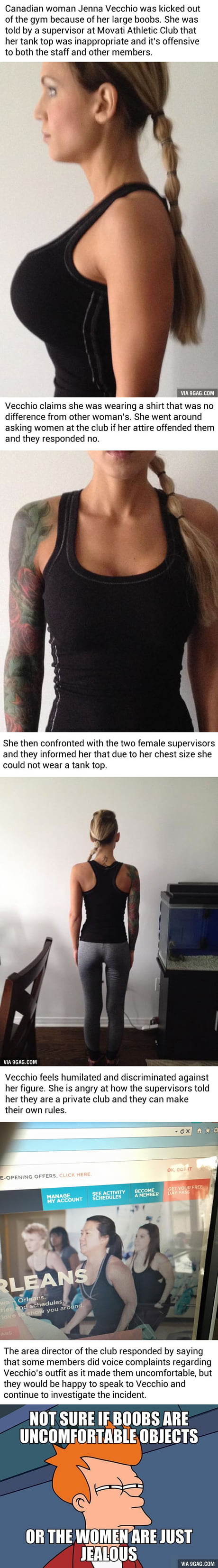 Woman got kicked out of gym because her boobs are too big - 9GAG
