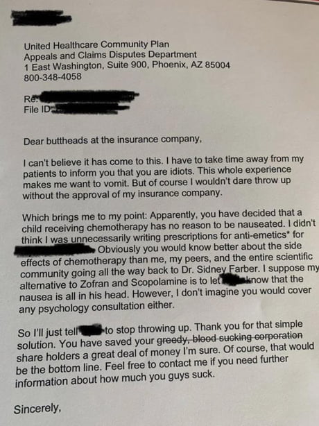 A doctor’s letter to UnitedHeathcare