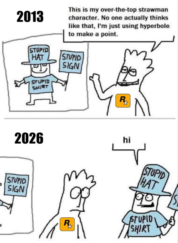Replace the logo with any parody of the real life from 15-20 years ago and it's dead on