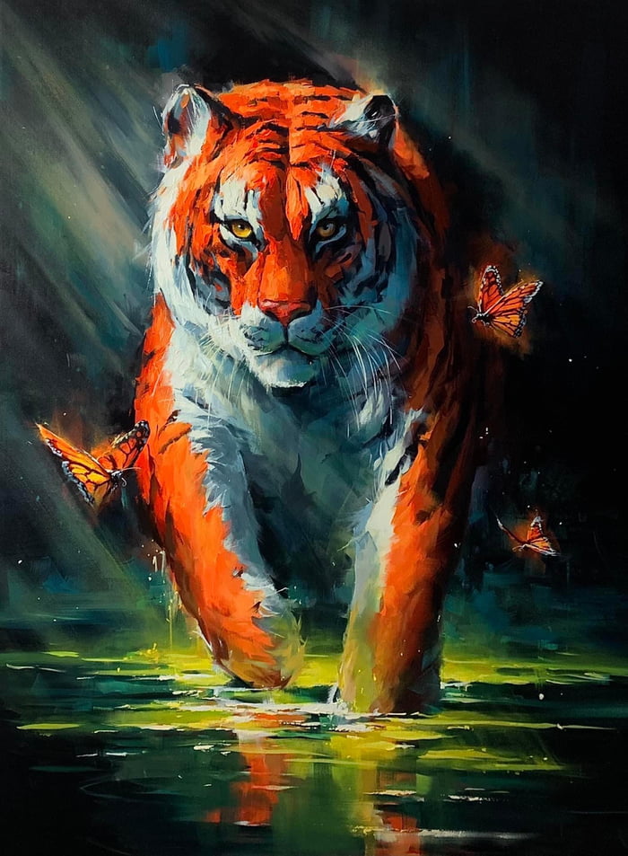 I Never Get Tigered Of Painting Tigers Acrylic On Canvas Gag