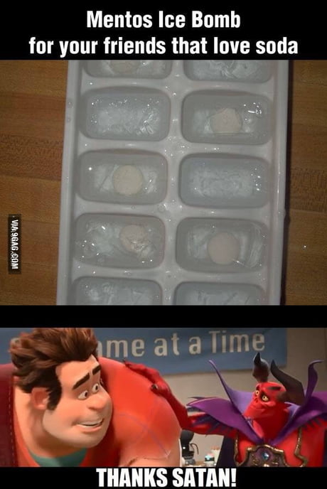 Mentos in ice cubes (for coca cola drink) - 9GAG