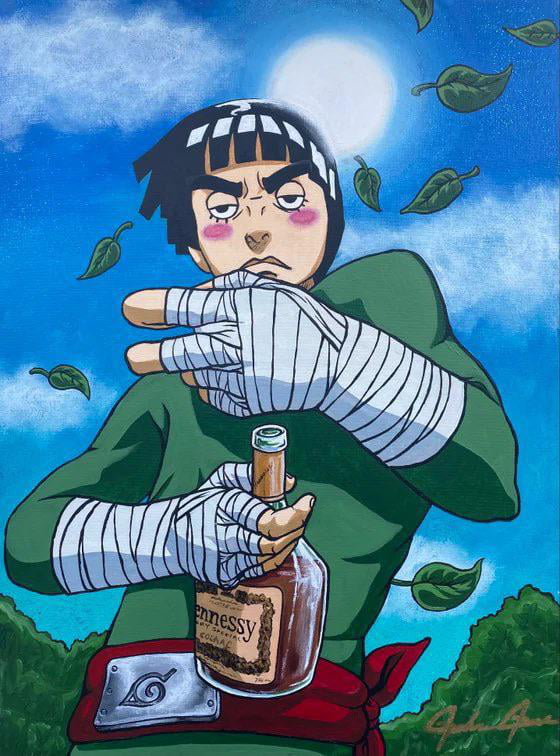 Rock Lee With A Henny Bottle Lol 9gag