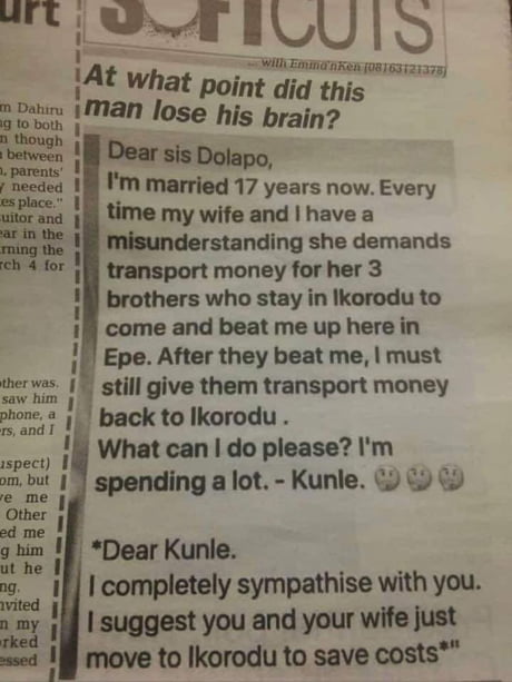 Best advice for time being. But he should leave her.