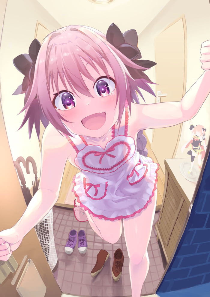 Your trap waifu is overjoyed that you're finally home :3