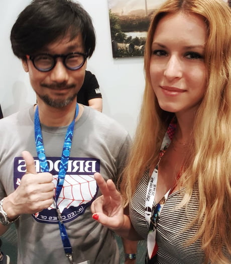 Hideo Kojima with the most famous gamer girl in Greece. FYI she is