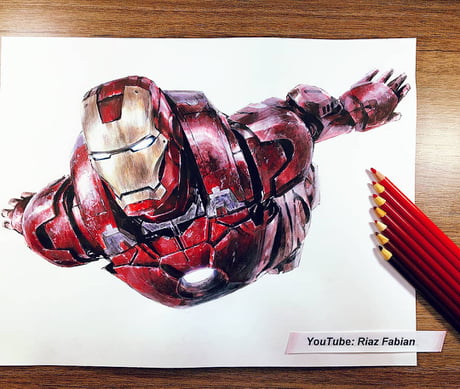 Iron Man Mark 42 Movie Poster Portrait Drawing And Colour., Hobbies & Toys,  Stationery & Craft, Art & Prints on Carousell
