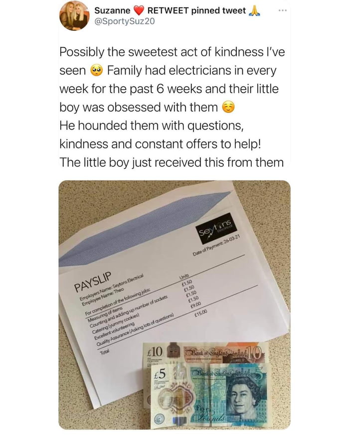 Electricians pay little boy for his commitment to wanting to help and countless questions