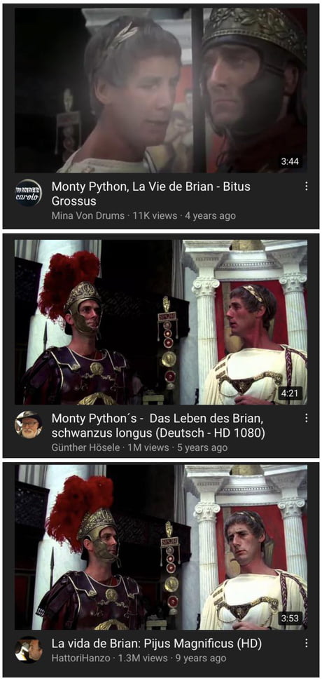 The Ways Different Languages Translate The Biggus Dickus Scene From The Life Of Brian Is Quite Good 9gag