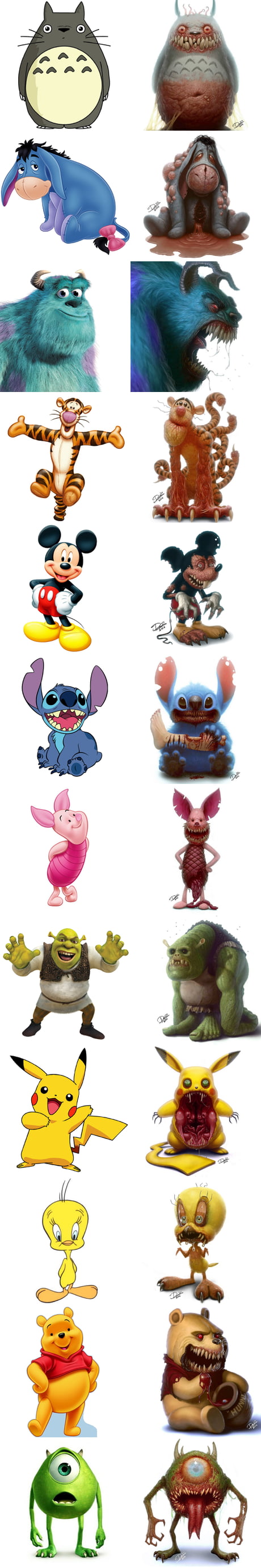 If cute cartoon characters were monsters by Dennis Carlsson - 9GAG