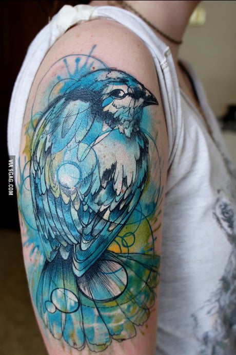 Summers Blue Jay  Lighthouse Tattoo