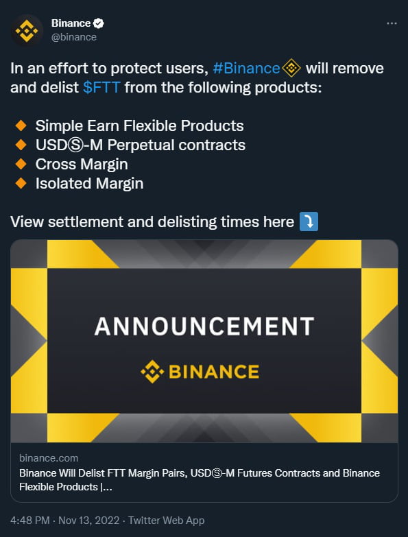 Binance Will Delist FTT - 9GAG