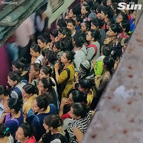 Train ride in Mumbai gif