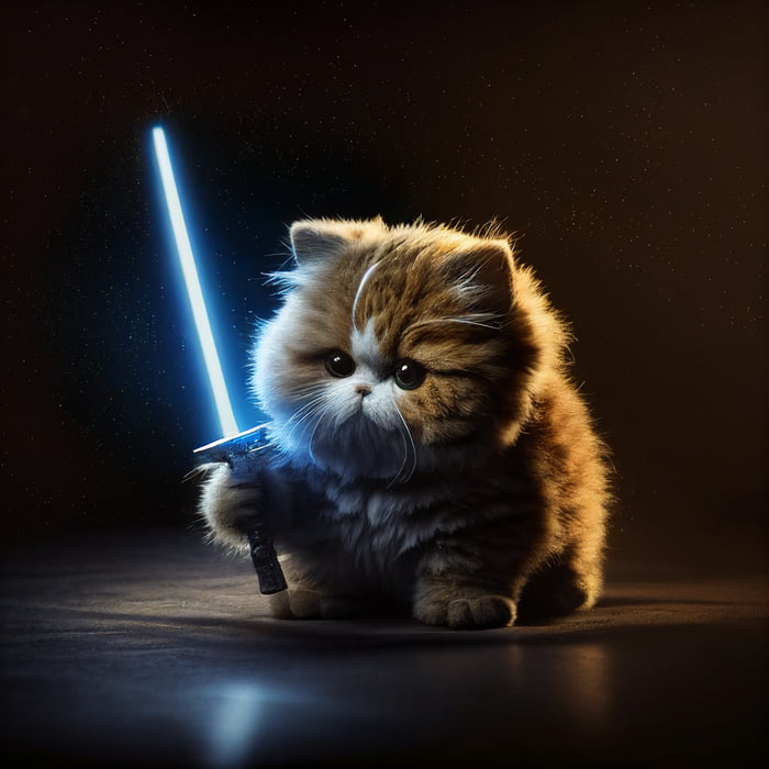 Fluffy adorable cat with lightsaber - 9GAG