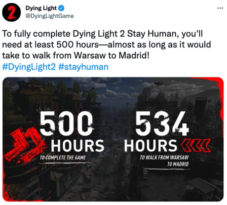Dying Light 2' will take over 500 hours to complete