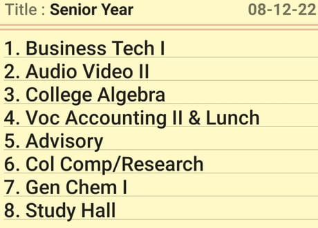 Senior Year (W Schedule)