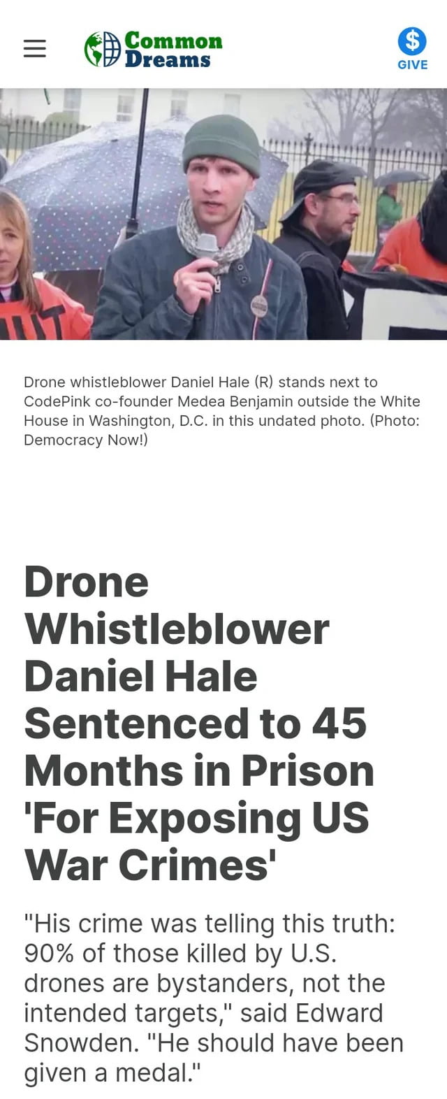 Drone whistleblower charged on the basis of the 100-year old espionage act (same as Assange) has been moved to Gitmo North. Supermax penitentiary for terrorists