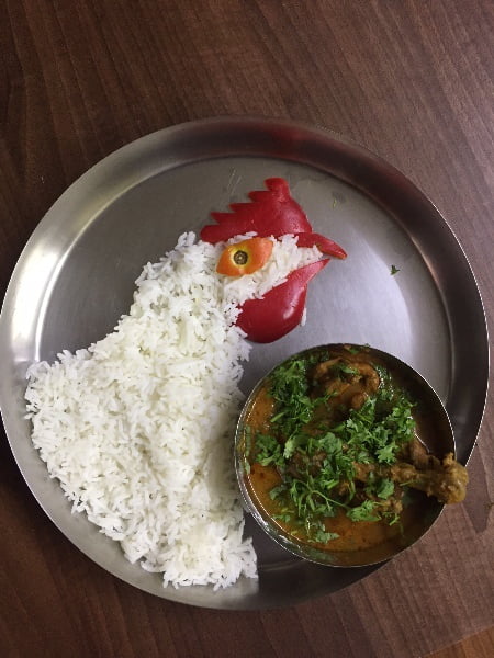 Just a serving of chicken curry and rice.