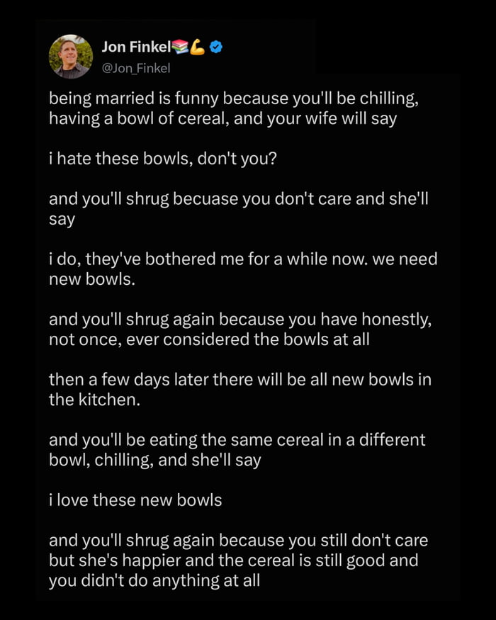 Peak domestic bliss is just nodding along to bowl talk