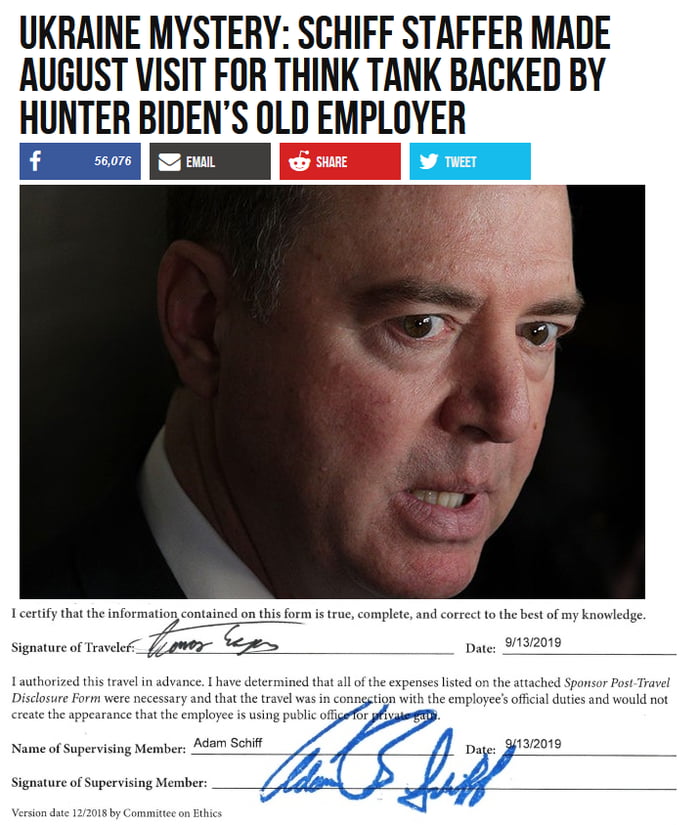 Schiff Staffer Made August Visit for Think Tank Backed by Hunter Biden’s Old Employer No wonder he's so flustered!